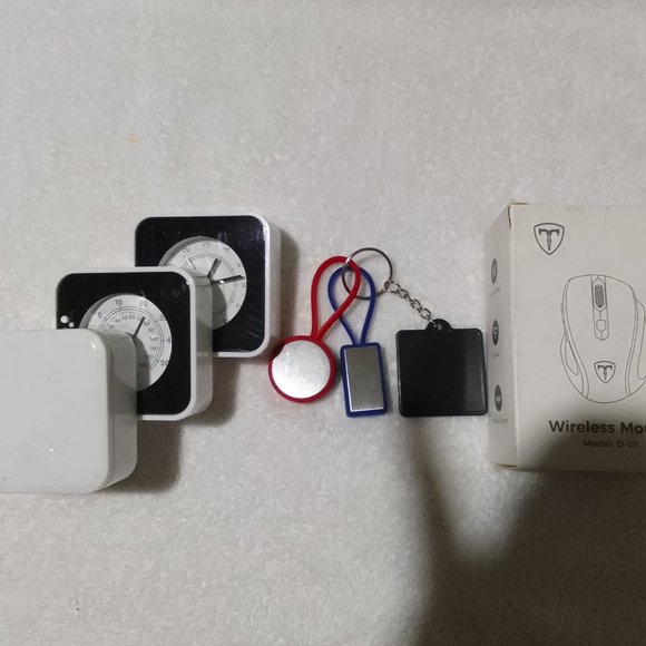 Bundle wireless mouse travel alarm clock, keychains&accessries, brand new